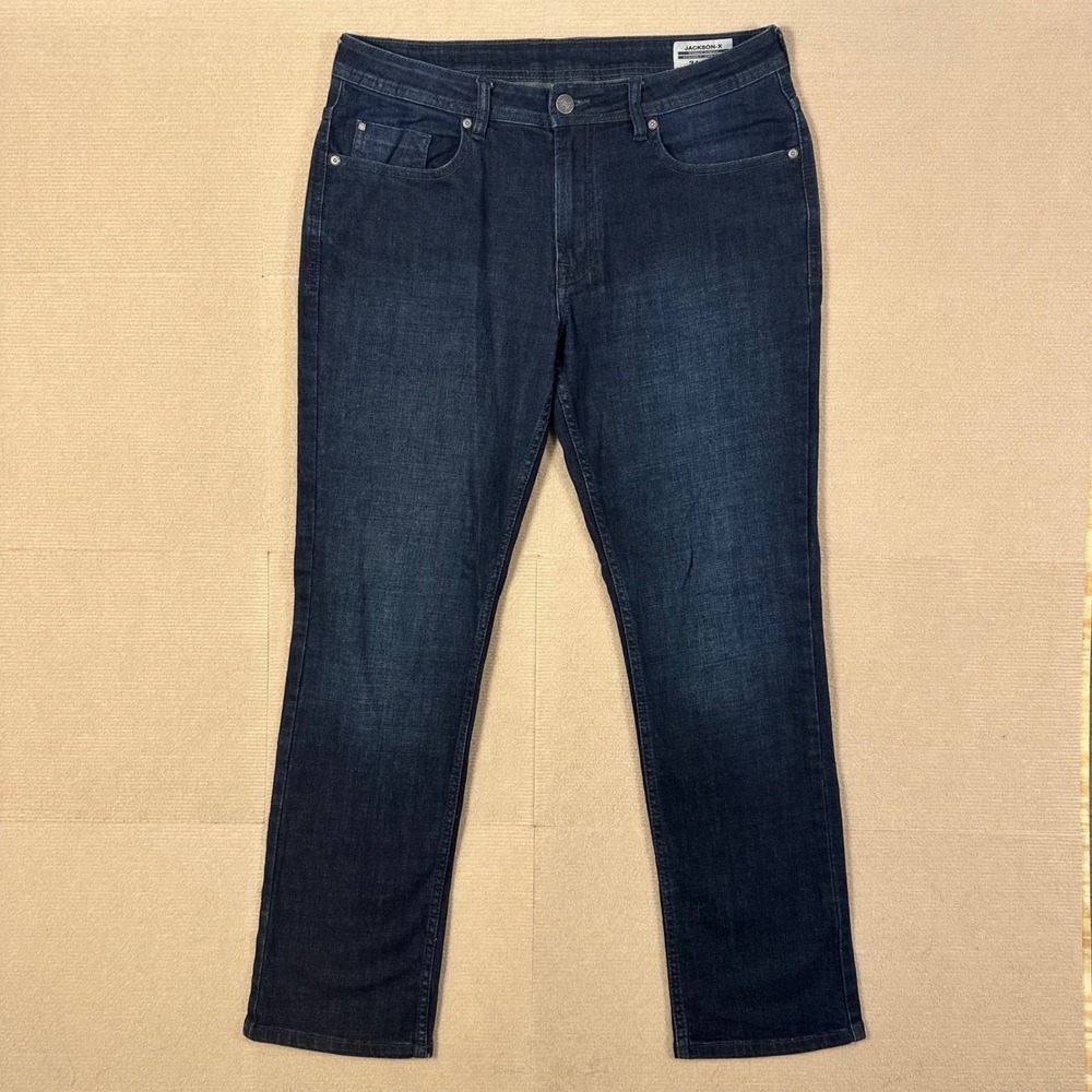 Buffalo David Bitton Jackson-X Jeans Mens 34x32 Straight Stretch Dark Wash Denim